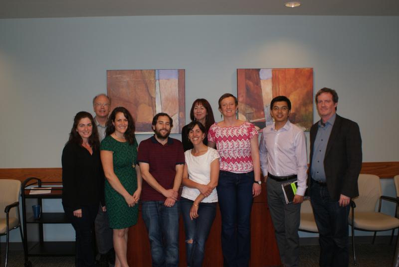 Back row from left: John Casterline, Kristi Williams; Front row from left: Cindy Colen, Corinne Reczek, Michael Vuolo, Reanne Frank, Sarah Hayford, Hui Zheng, Chris Browning Photo of several search faculty