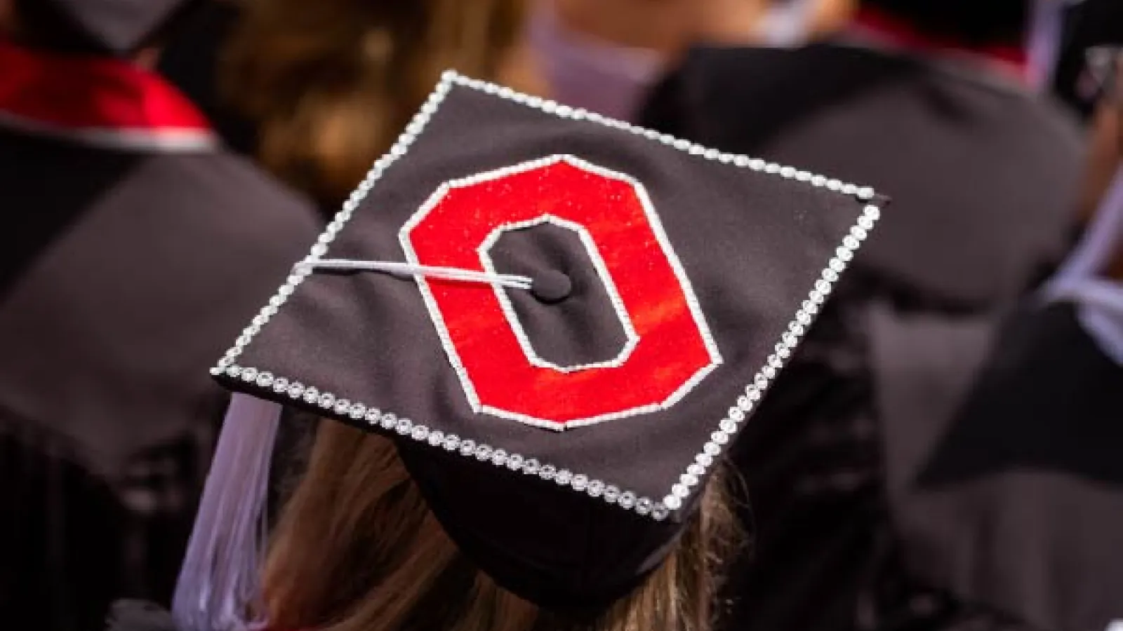 Graduation Cap decorated with Block O