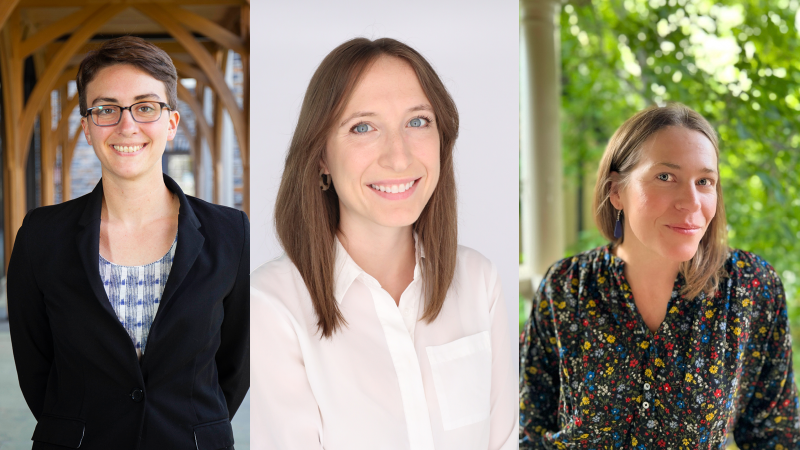Headshots of Aidan Combs, Emily Ekl, and Bethany Everett