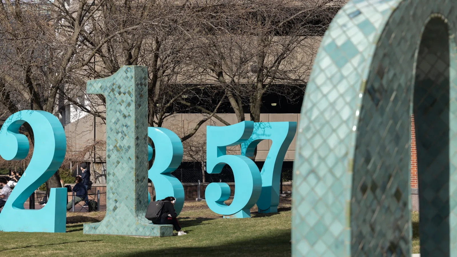 Teal numbers sculptures by Oxley's