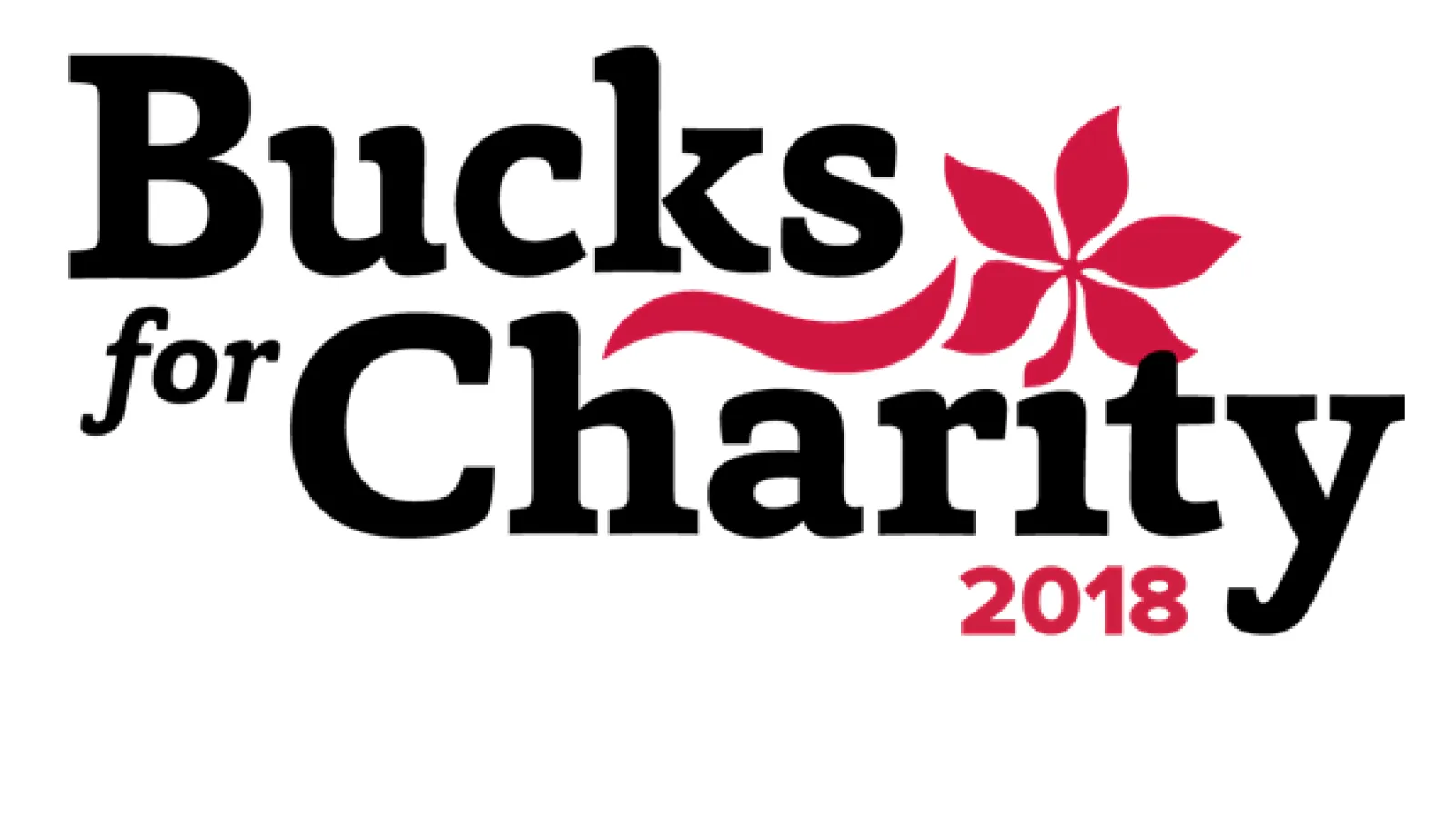 Logo with the words Bucks for Charity 2018 and a red buckeye leaf