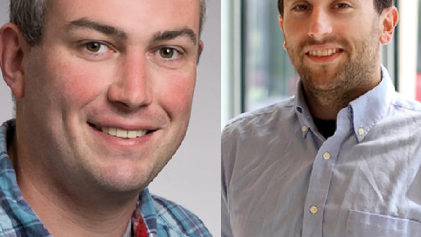 Image of two white men, smiling at the camera