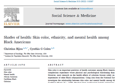 Shades of health: Skin color, ethnicity, and mental health among Black Americans. 