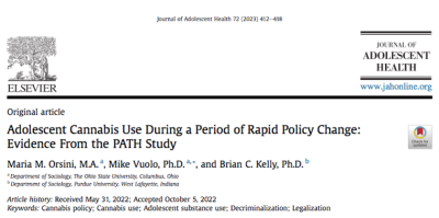 Adolescent cannabis use during a period of rapid policy change: evidence from the PATH Study. 