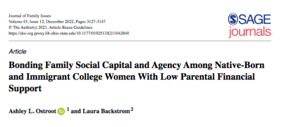 Bonding family social capital and agency among native-born and immigrant college women with low parental financial support.
