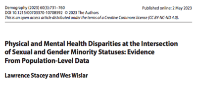 Physical and Mental Health Disparities at the Intersection of Sexual and Gender Minority Statuses: Evidence From Population-Level Data.