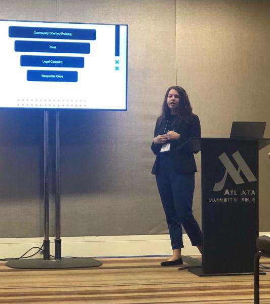 Scholarship recipient, Rebecca Shankman, presenting her research
