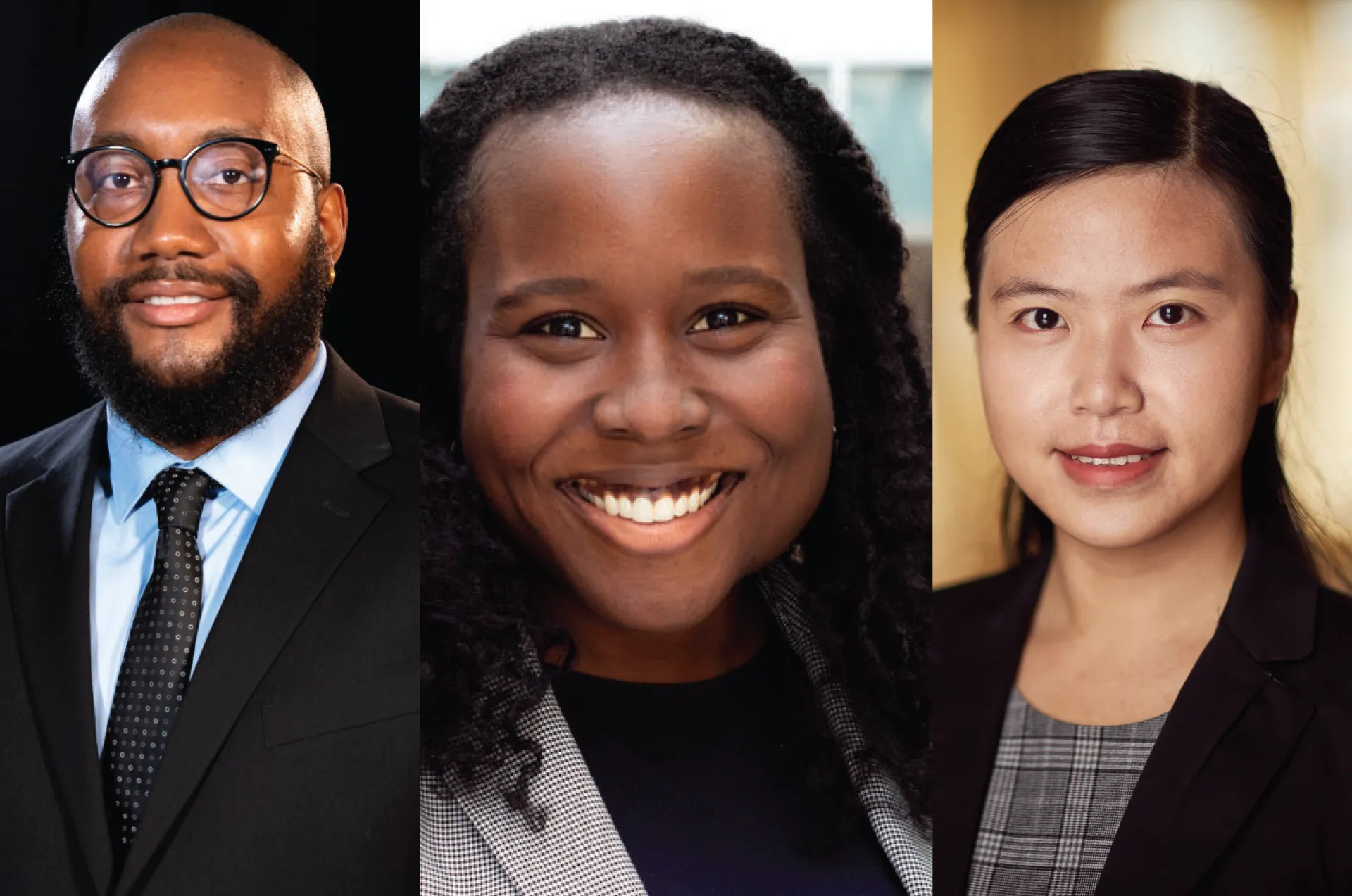 Headshots of Brandon Alston, Chinyere Agbai, and Fangqi Wen