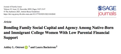 Bonding family social capital and agency among native-born and immigrant college women with low parental financial support.