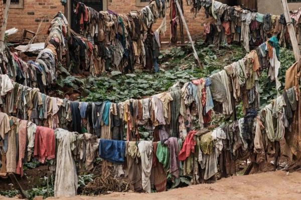 Clothing hanging on lines