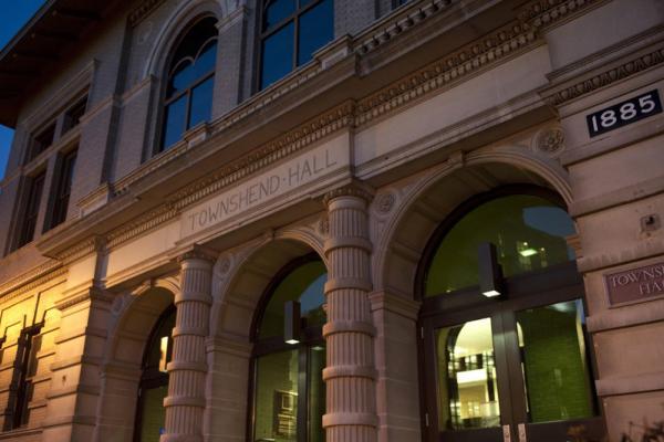 Townshend Hall, home of the department at night