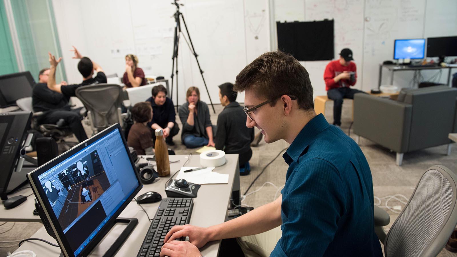 Student on computer