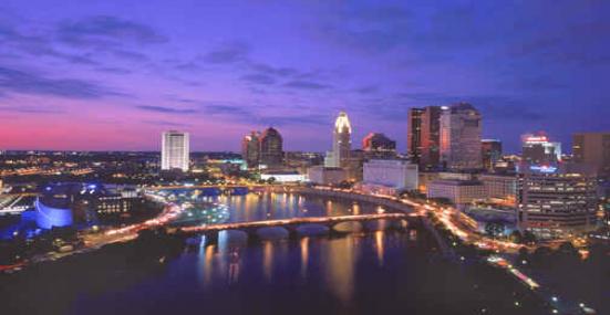 image of columbus skyline at night